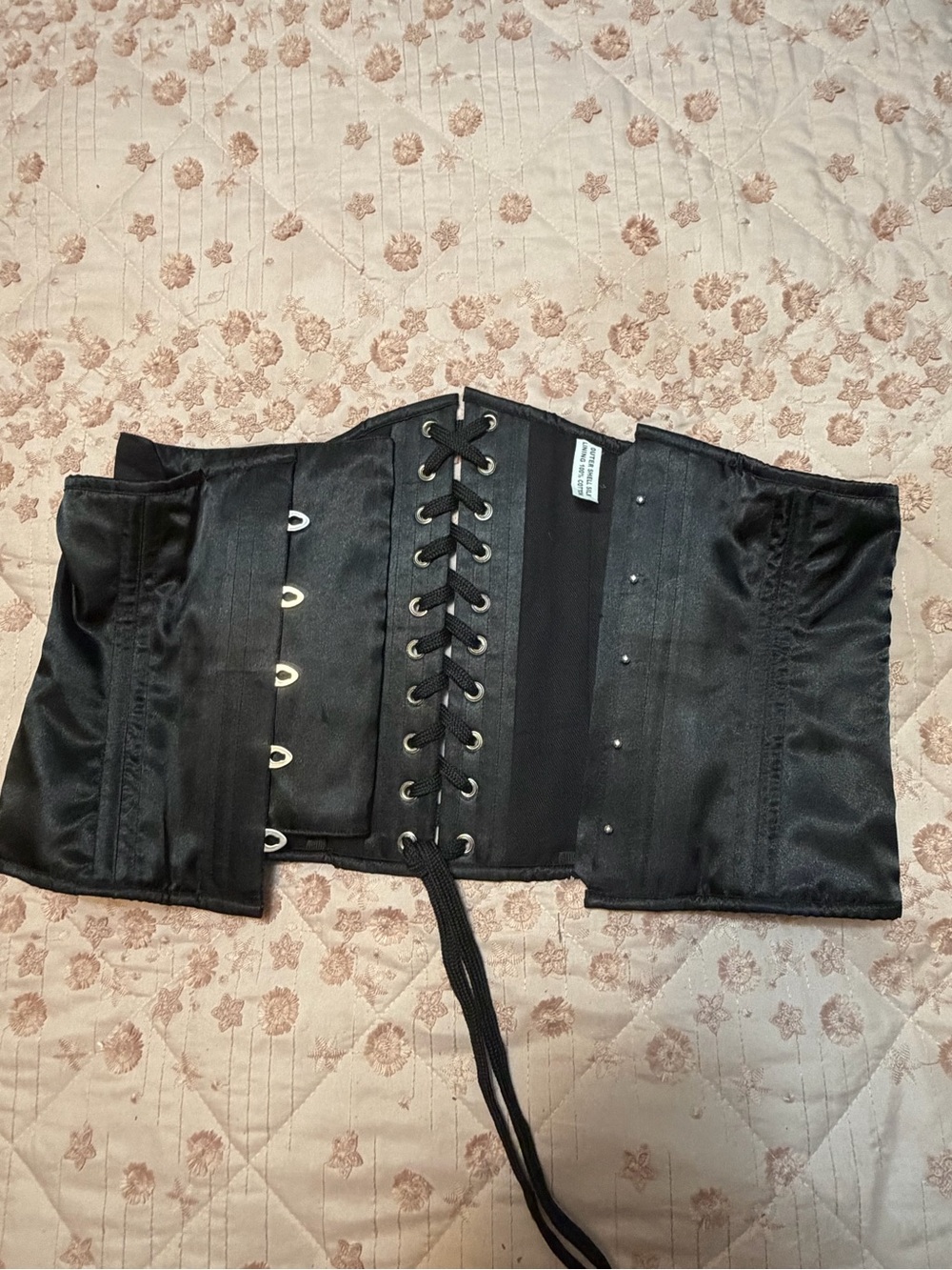 Vintage Corset Creations USA Black Silk Steel Boned Corset Size 34 Deadstock